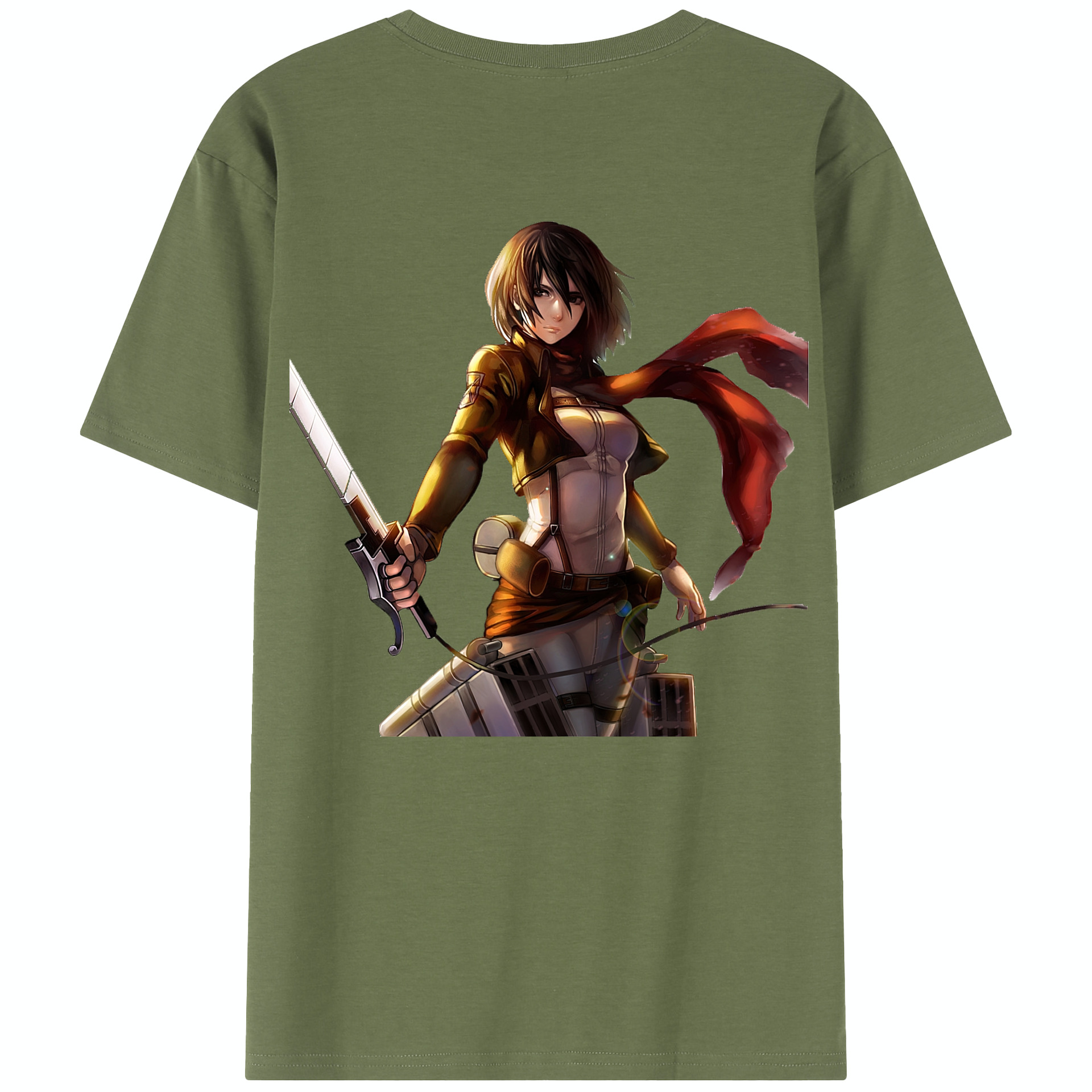 （画像用） 進撃の巨人 ミカサ·アッカーマン Attack on Titan Mikasa Ackerman 綿100％半袖Tシャツ（背面プリント）